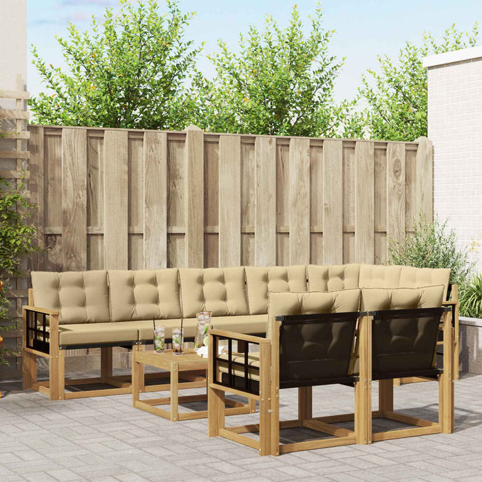 Set de canapele de exterior cu pernă 9 pcs Alb și Bej WALTI