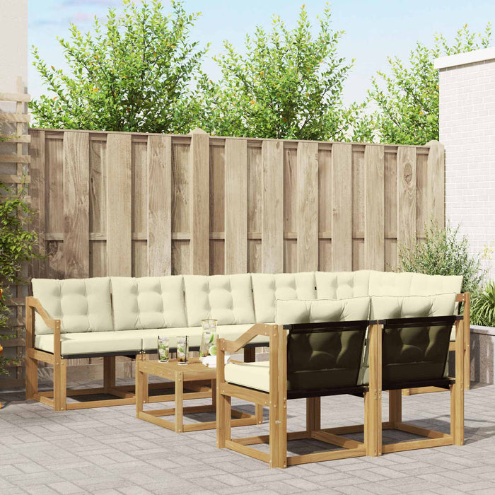 Set de canapele de exterior cu pernă 9 pcs Alb și crem WALTI