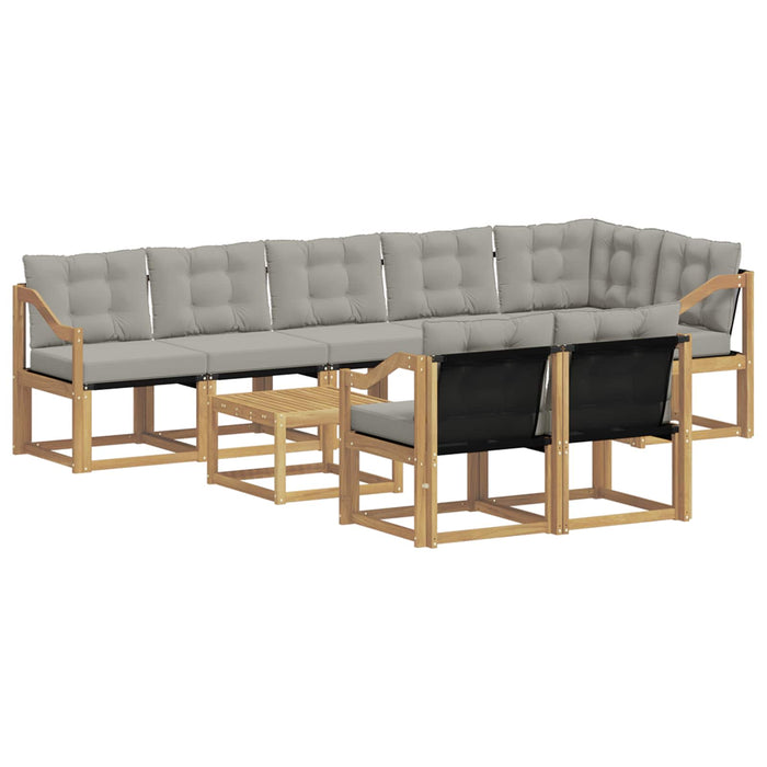 Set de canapele de exterior cu pernă 9 pcs Alb și gri deschis WALTI