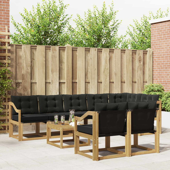 Set de canapele de exterior cu pernă 9 pcs Alb și negru WALTI