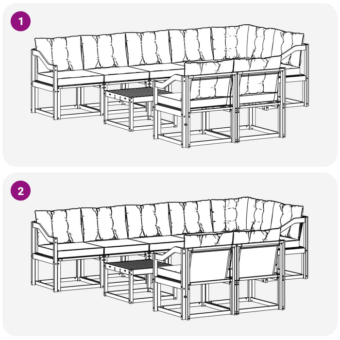 Set de canapele de exterior cu pernă 9 pcs Alb și Bej WALTI