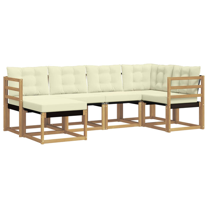 Set de canapele de exterior cu pernă 6 pcs Alb și crem WALTI