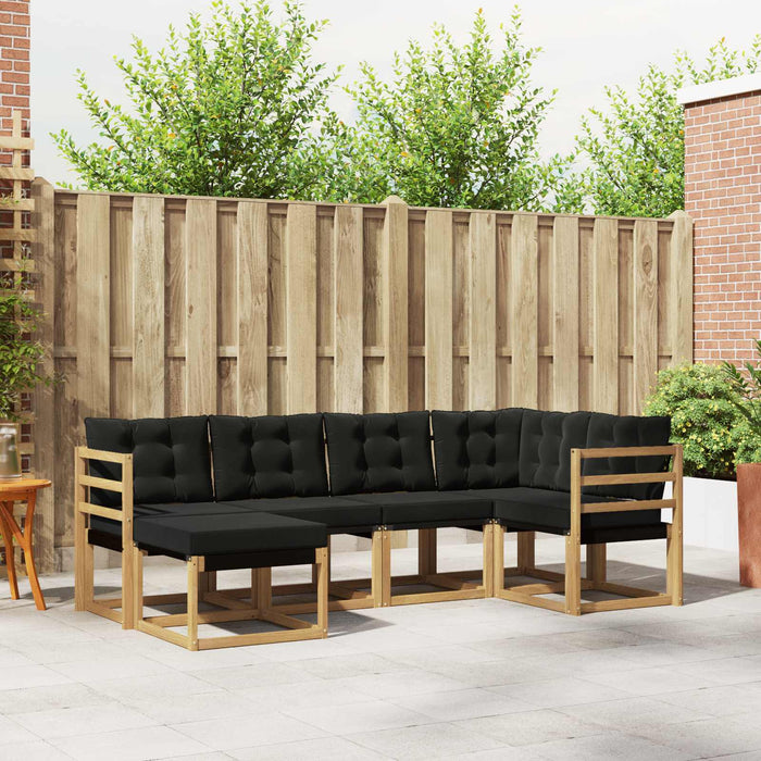 Set de canapele de exterior cu pernă 6 pcs Alb și negru WALTI