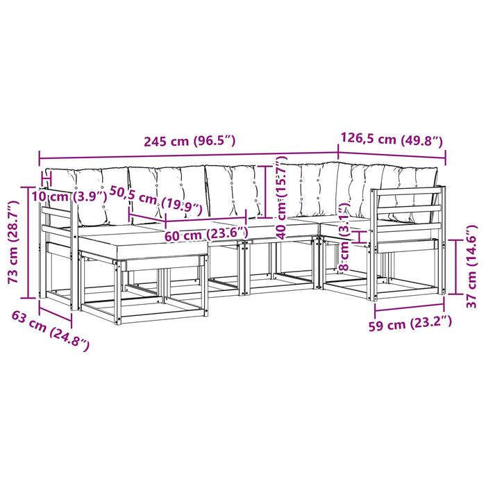 Set de canapele de exterior cu pernă 6 pcs Alb și Bej WALTI