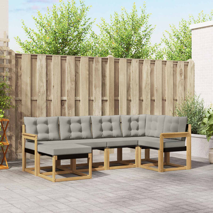 Set de canapele de exterior cu pernă 6 pcs Alb și gri deschis WALTI