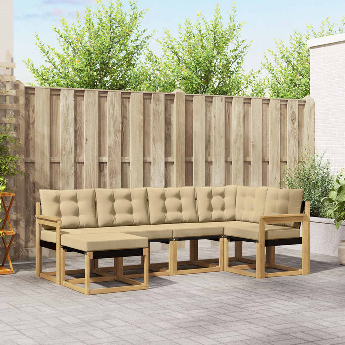 Set de canapele de exterior cu pernă 6 pcs Alb și Bej WALTI