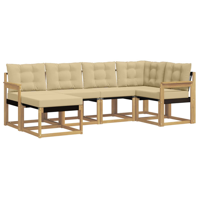 Set de canapele de exterior cu pernă 6 pcs Alb și Bej WALTI