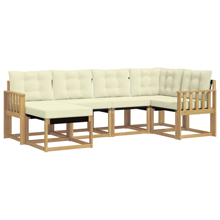 Set de canapele de exterior cu pernă 6 pcs Alb și crem WALTI