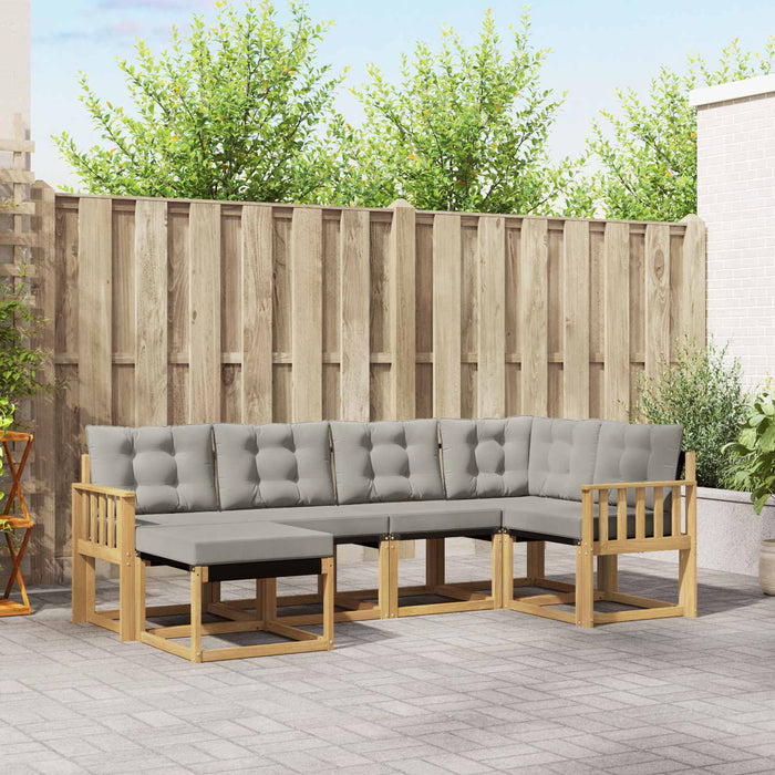 Set de canapele de exterior cu pernă 6 pcs Alb și gri deschis WALTI