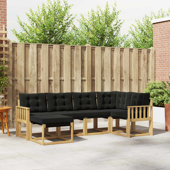 Set de canapele de exterior cu pernă 6 pcs Alb și negru WALTI