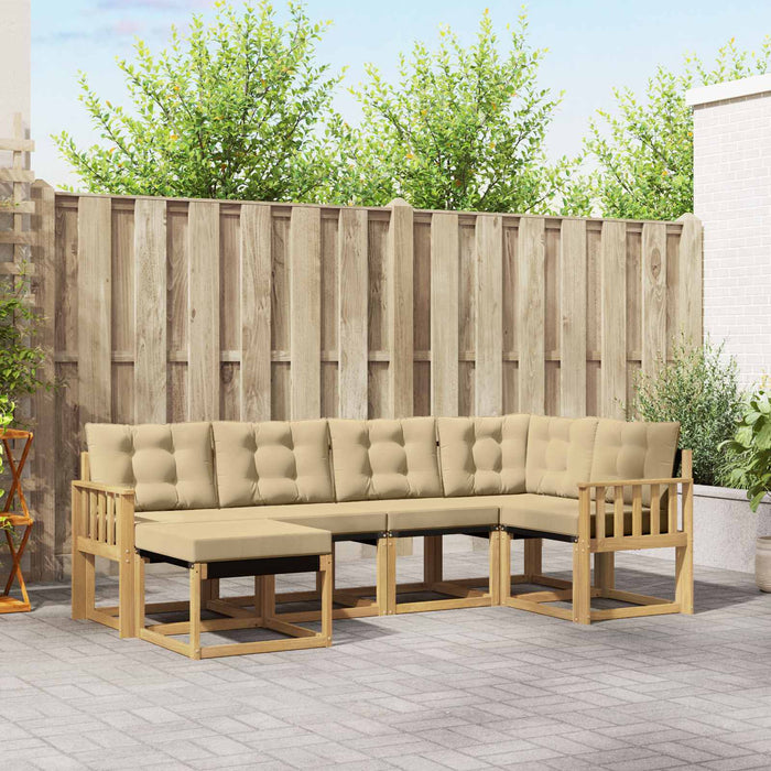 Set de canapele de exterior cu pernă 6 pcs Alb și Bej WALTI