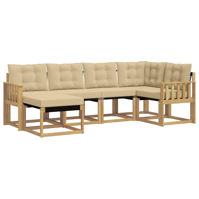 Set de canapele de exterior cu pernă 6 pcs Alb și Bej WALTI