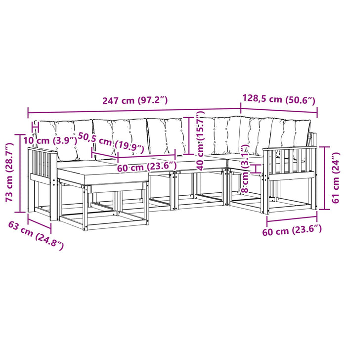 Set de canapele de exterior cu pernă 6 pcs Alb și Bej WALTI