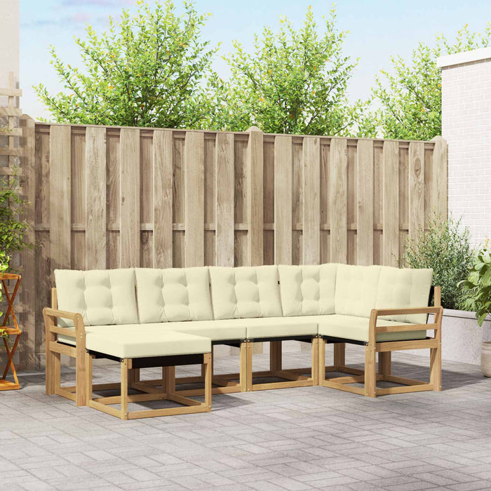 Set de canapele de exterior cu pernă 6 pcs Alb și crem WALTI