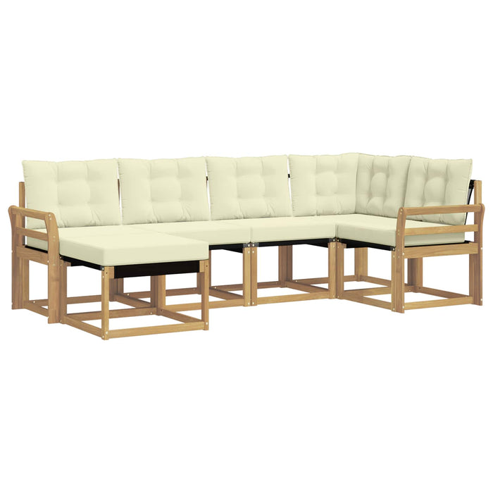 Set de canapele de exterior cu pernă 6 pcs Alb și crem WALTI