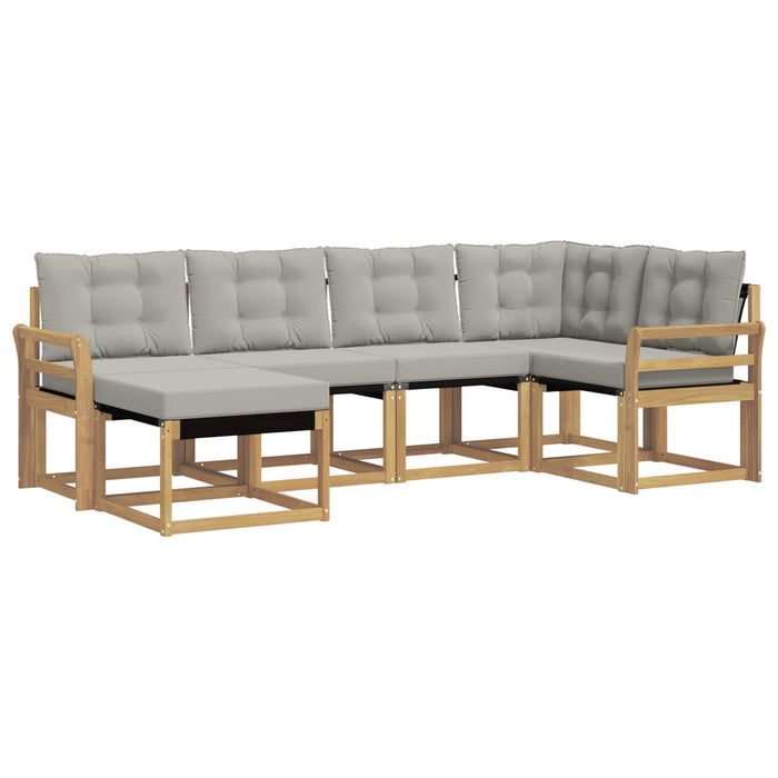 Set de canapele de exterior cu pernă 6 pcs Alb și gri deschis WALTI