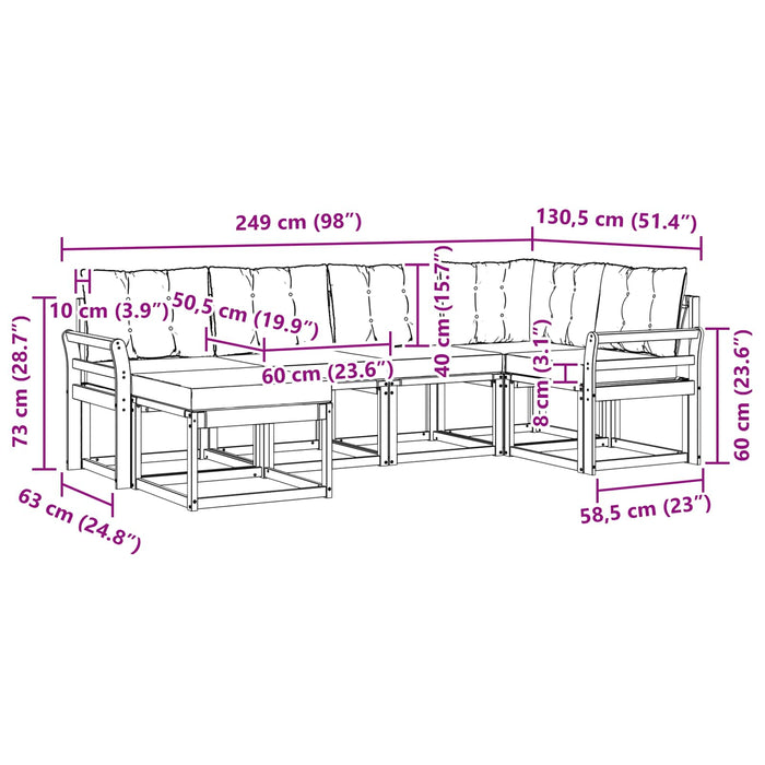 Set de canapele de exterior cu pernă 6 pcs Alb și gri deschis WALTI