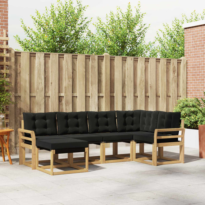 Set de canapele de exterior cu pernă 6 pcs Alb și negru WALTI