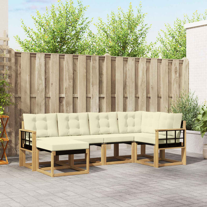 Set de canapele de exterior cu pernă 6 pcs Alb și crem WALTI