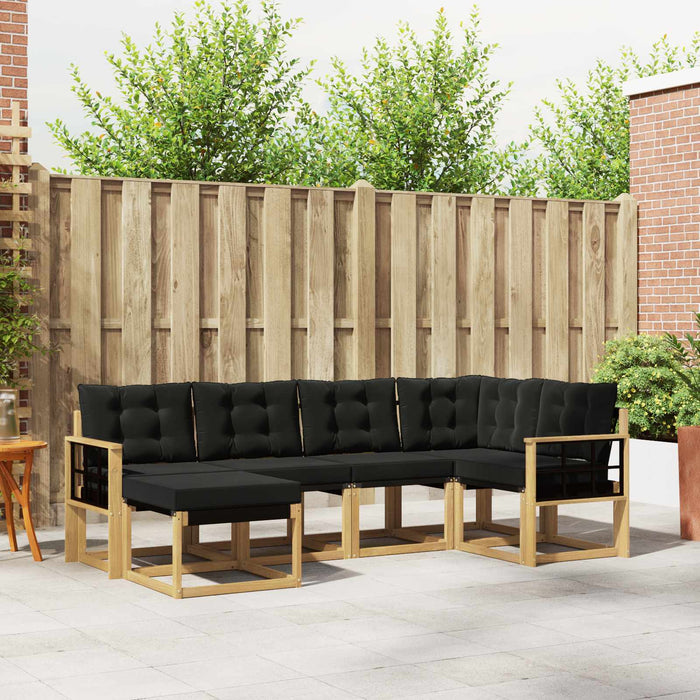 Set de canapele de exterior cu pernă 6 pcs Alb și negru WALTI