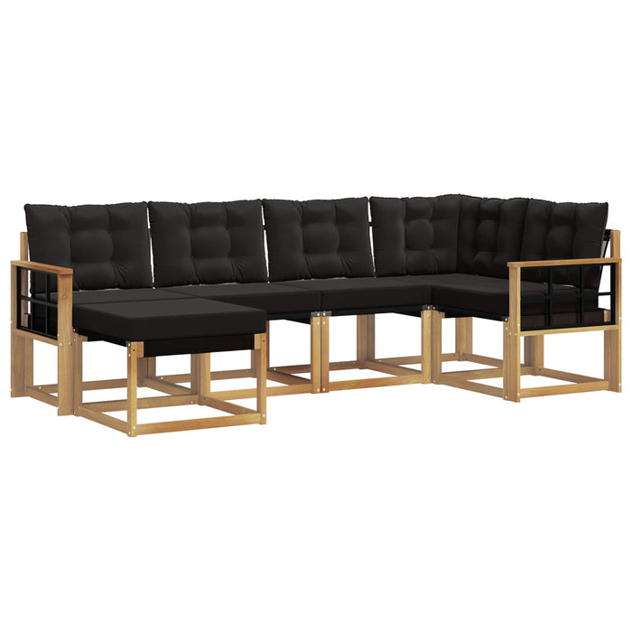 Set de canapele de exterior cu pernă 6 pcs Alb și negru WALTI