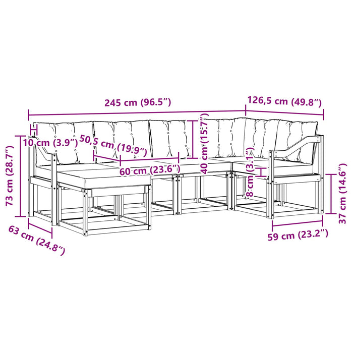 Set de canapele de exterior cu pernă 6 pcs Alb și crem WALTI