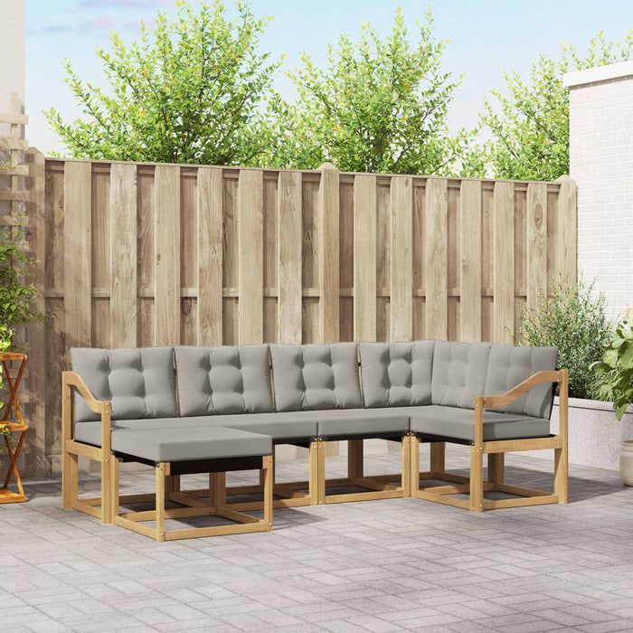 Set de canapele de exterior cu pernă 6 pcs Alb și gri deschis WALTI