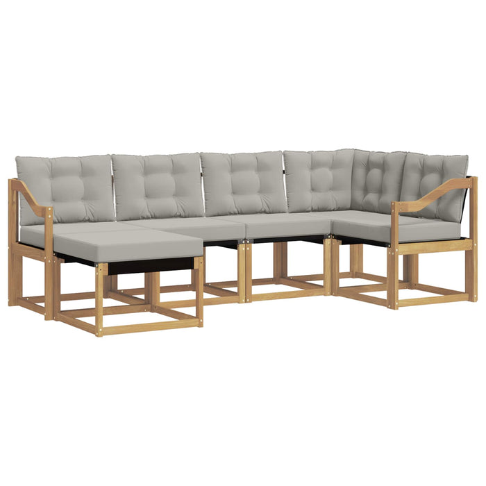 Set de canapele de exterior cu pernă 6 pcs Alb și gri deschis WALTI