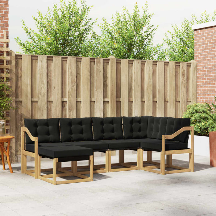 Set de canapele de exterior cu pernă 6 pcs Alb și negru WALTI