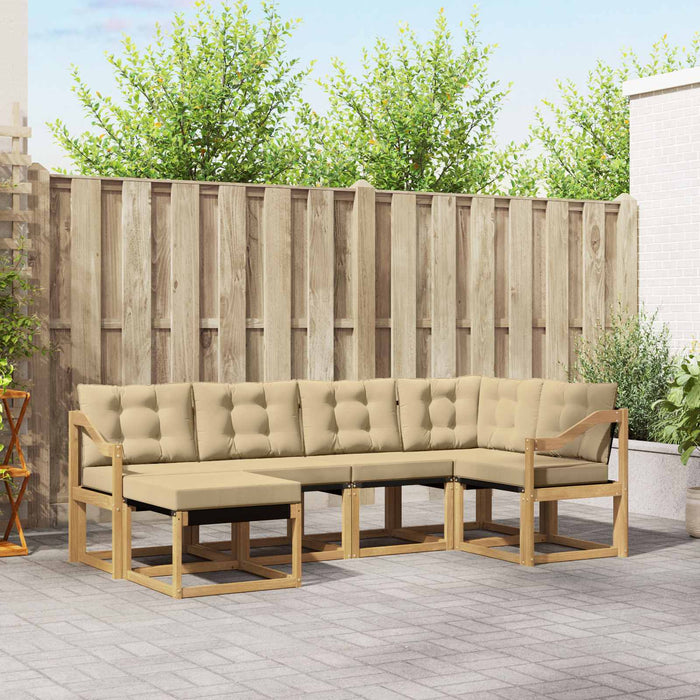 Set de canapele de exterior cu pernă 6 pcs Alb și Bej WALTI
