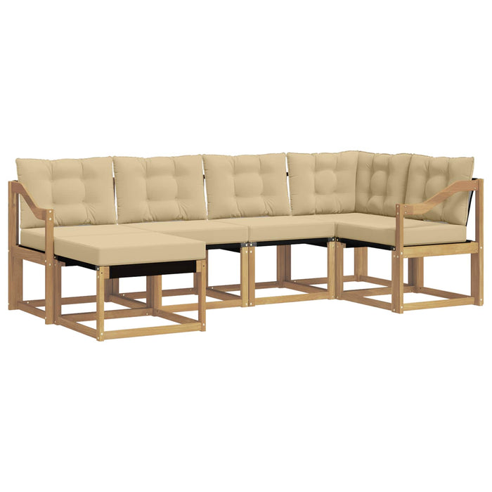 Set de canapele de exterior cu pernă 6 pcs Alb și Bej WALTI