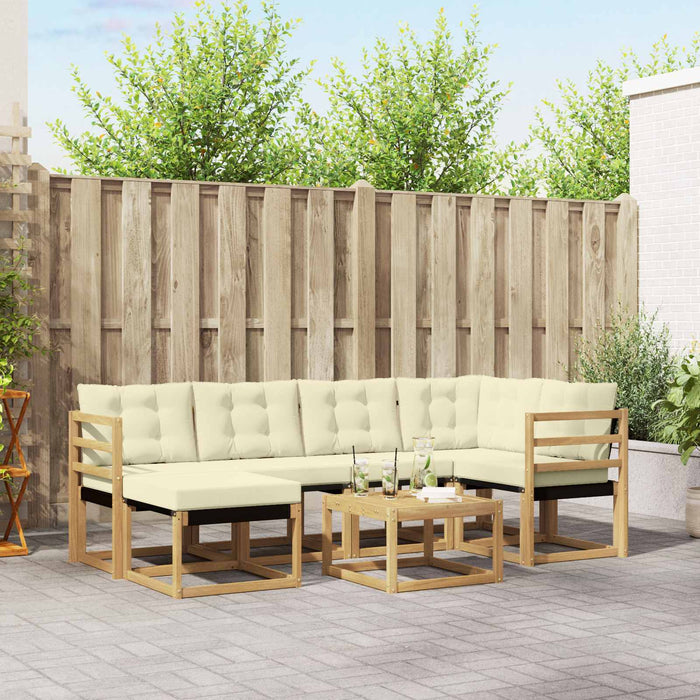 Set de canapele de exterior cu pernă 7 pcs Alb și crem WALTI