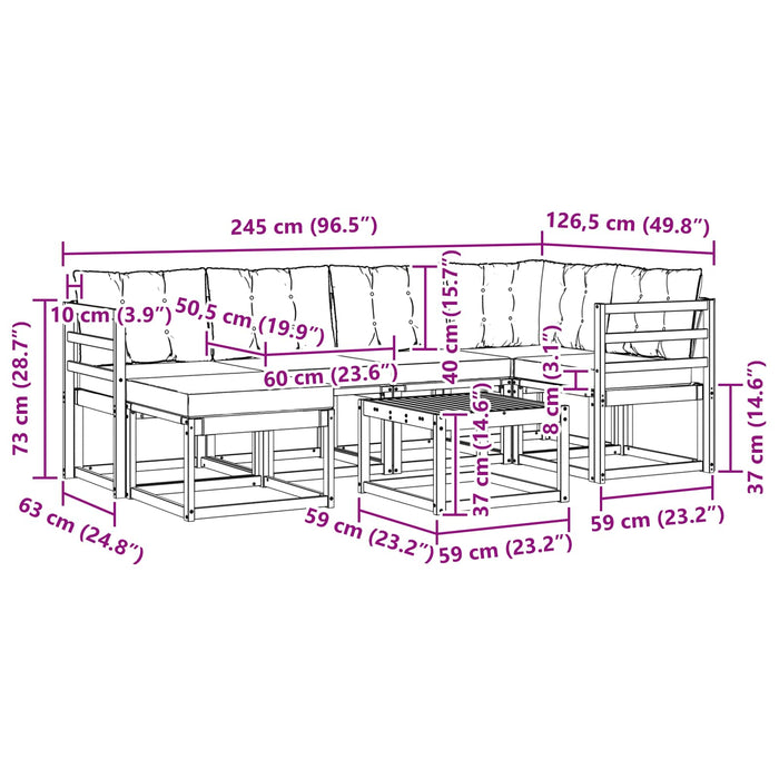 Set de canapele de exterior cu pernă 7 pcs Alb și crem WALTI