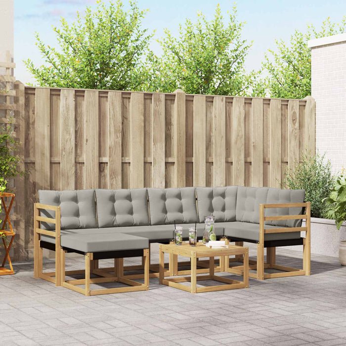 Set de canapele de exterior cu pernă 7 pcs Alb și gri deschis WALTI