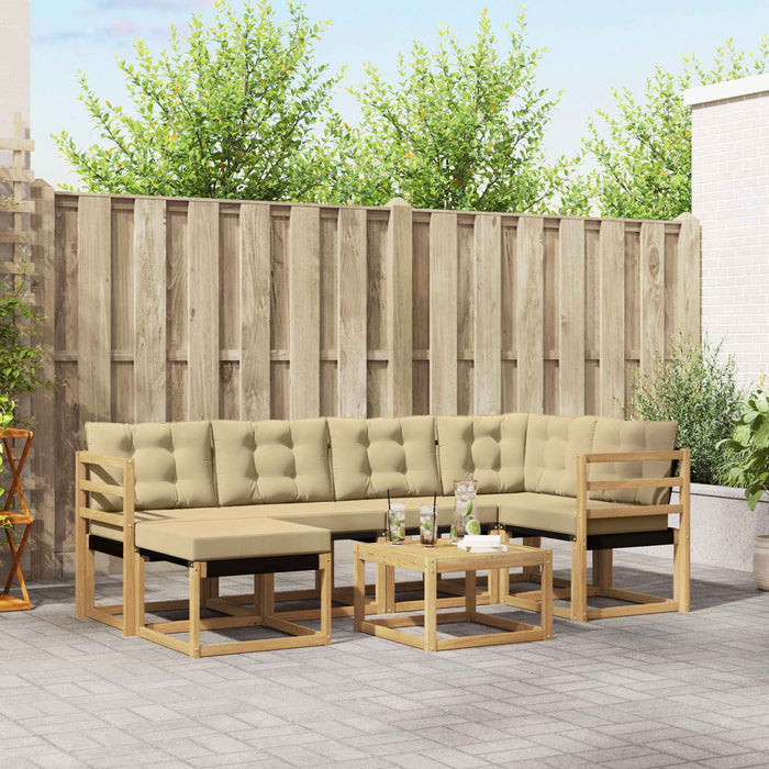 Set de canapele de exterior cu pernă 7 pcs Alb și Bej WALTI