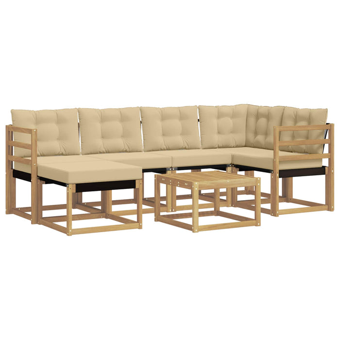 Set de canapele de exterior cu pernă 7 pcs Alb și Bej WALTI