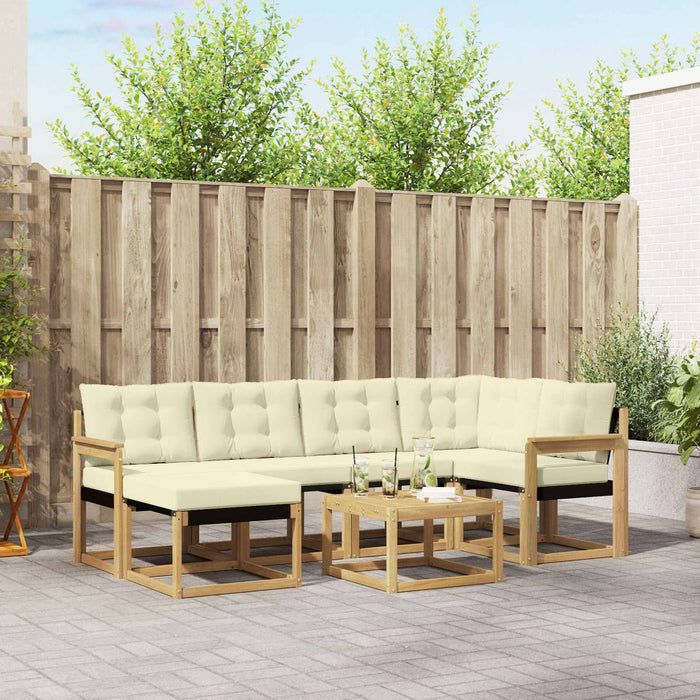 Set de canapele de exterior cu pernă 7 pcs Alb și crem WALTI