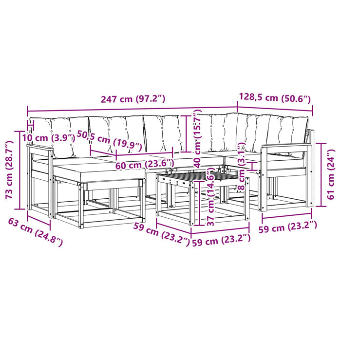 Set de canapele de exterior cu pernă 7 pcs Alb și crem WALTI