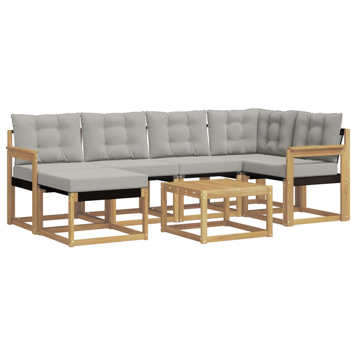 Set de canapele de exterior cu pernă 7 pcs Alb și gri deschis WALTI