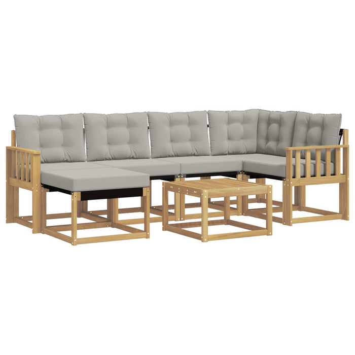 Set de canapele de exterior cu pernă 7 pcs Alb și gri deschis WALTI