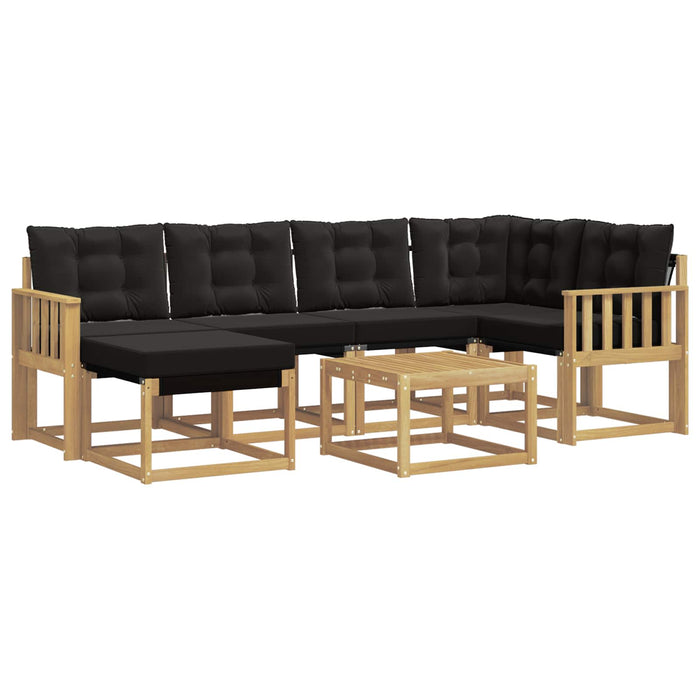 Set de canapele de exterior cu pernă 7 pcs Alb și negru WALTI
