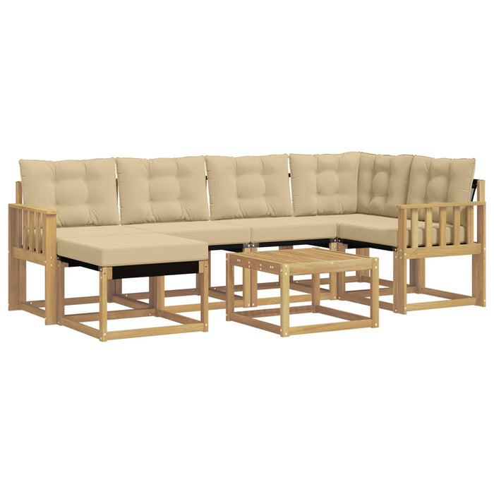 Set de canapele de exterior cu pernă 7 pcs Alb și Bej WALTI