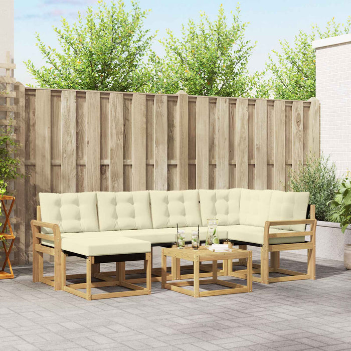 Set de canapele de exterior cu pernă 7 pcs Alb și crem WALTI