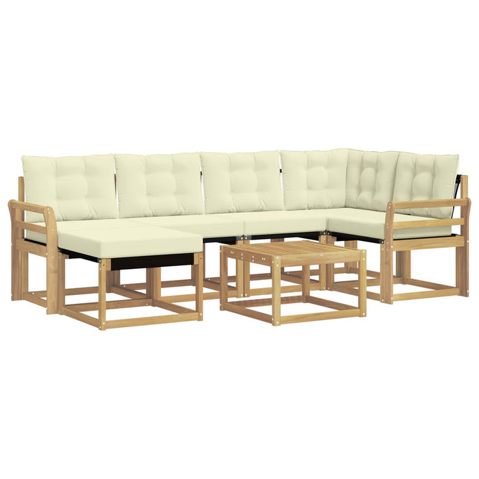Set de canapele de exterior cu pernă 7 pcs Alb și crem WALTI