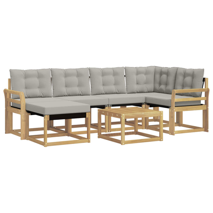 Set de canapele de exterior cu pernă 7 pcs Alb și gri deschis WALTI