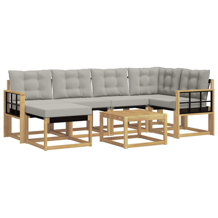 Set de canapele de exterior cu pernă 7 pcs Alb și gri deschis WALTI