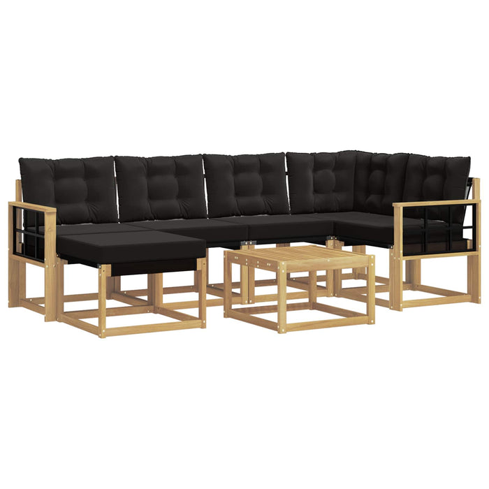 Set de canapele de exterior cu pernă 7 pcs Alb și negru WALTI