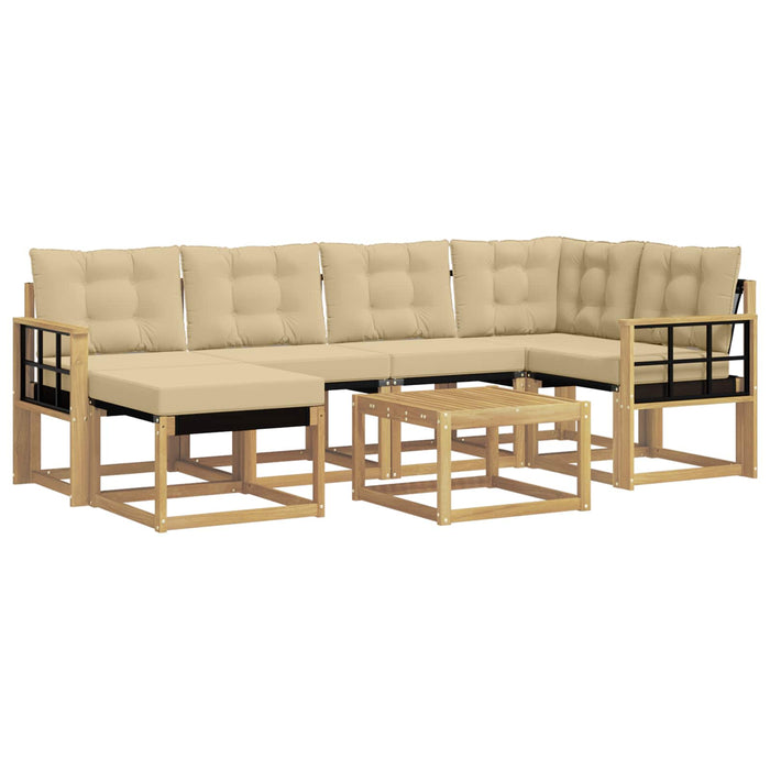 Set de canapele de exterior cu pernă 7 pcs Alb și Bej WALTI