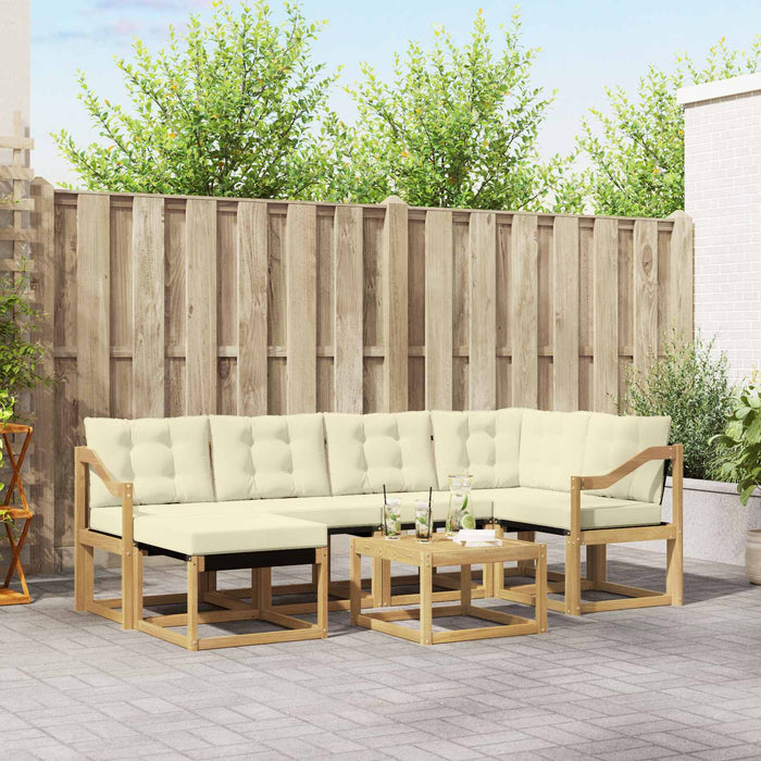 Set de canapele de exterior cu pernă 7 pcs Alb și crem WALTI