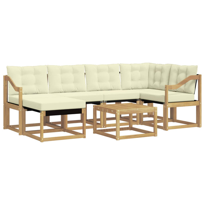 Set de canapele de exterior cu pernă 7 pcs Alb și crem WALTI